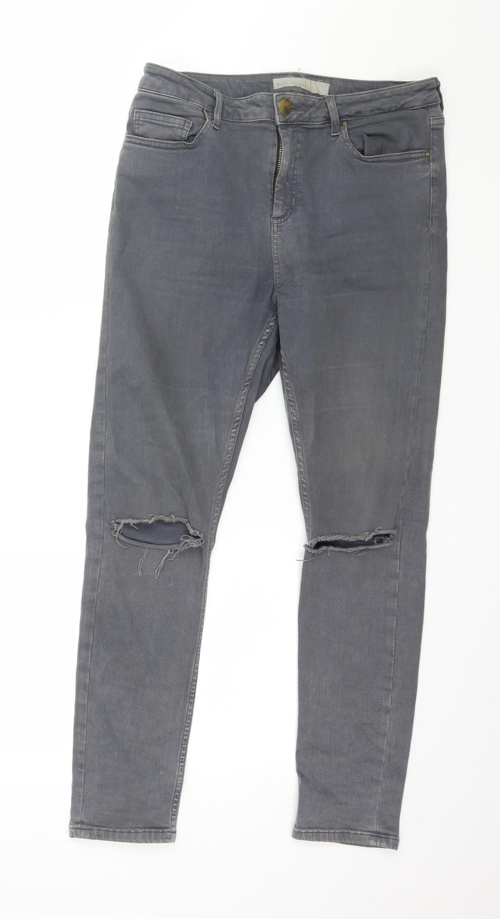 Topshop Womens Grey Denim Skinny Jeans Size 32 in L30 in