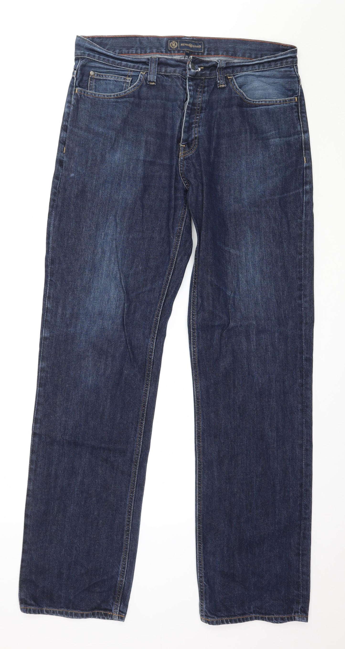 Henri Lloyd Mens Blue  Denim Straight Jeans Size 34 in L34 in
