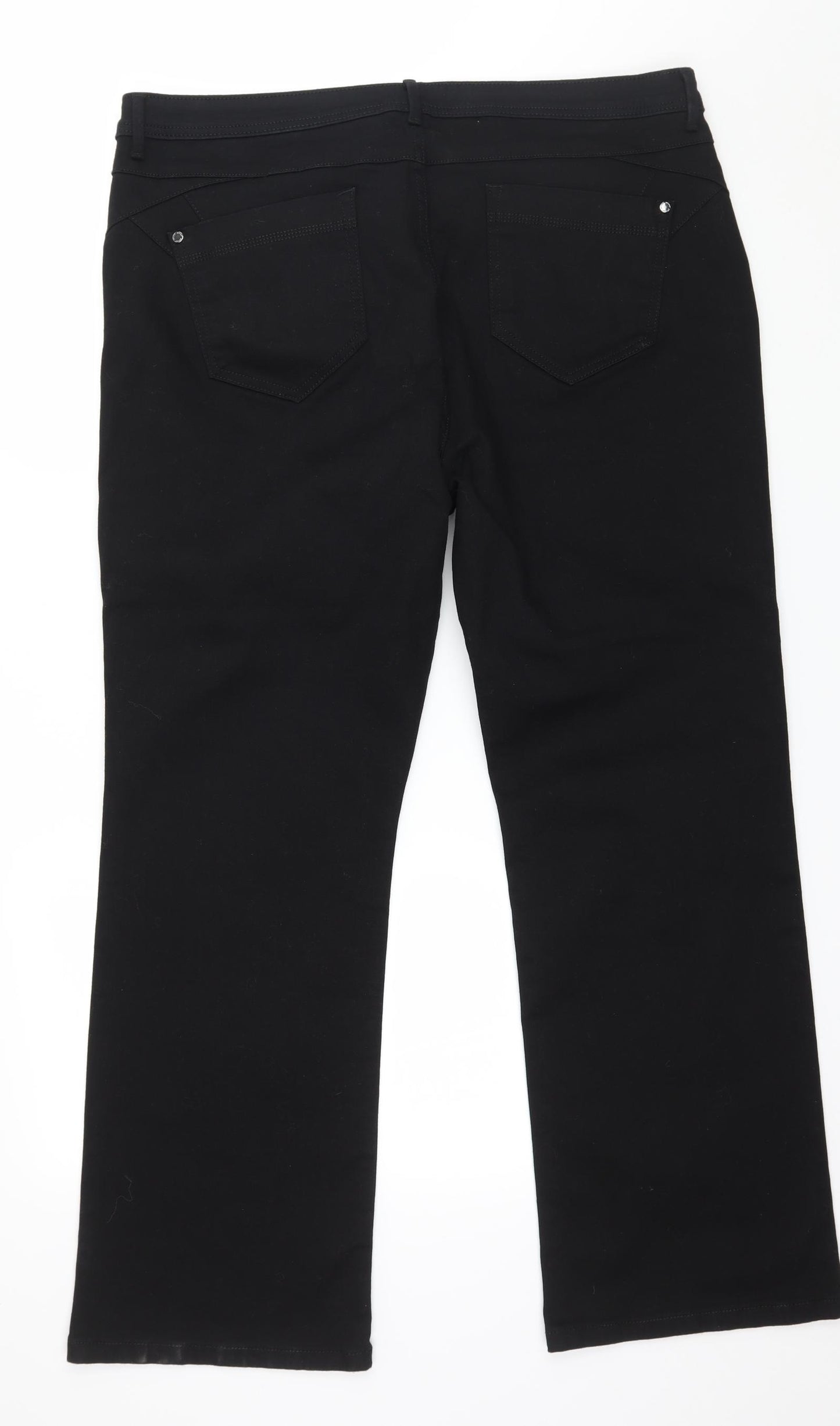 Per Una Womens Black  Denim Straight Jeans Size 18 L28 in