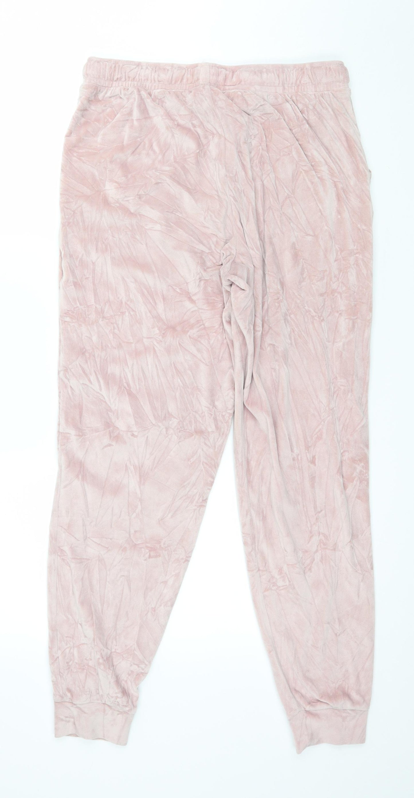 F&F Womens Pink Solid Velour Capri Pyjama Pants Size M