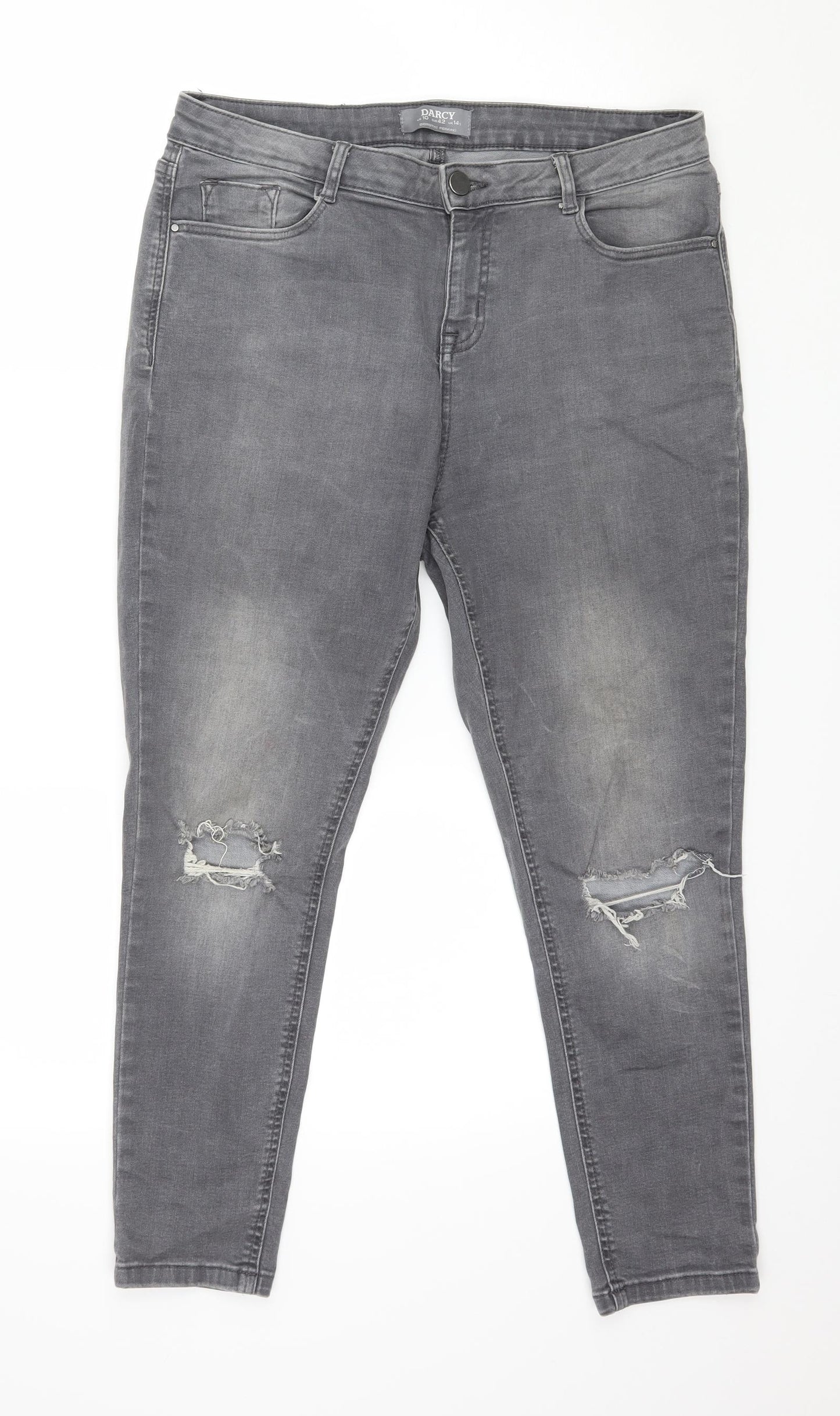 Dorothy Perkins Womens Grey  Denim Skinny Jeans Size 14 L24 in