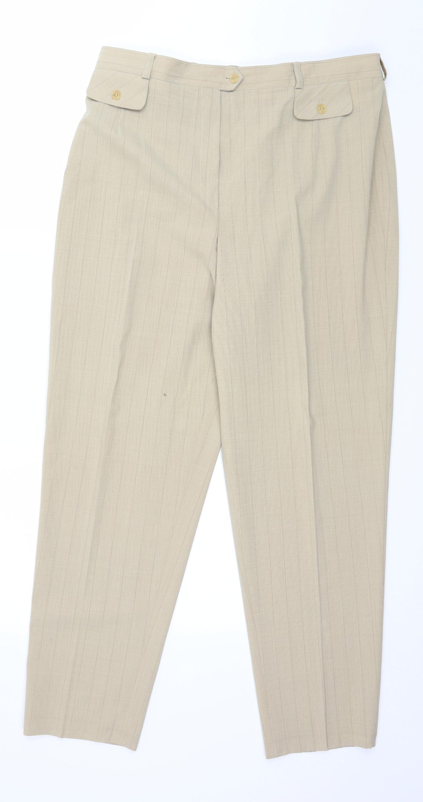 Eugen Klein Womens Beige Striped  Trousers  Size 34 in L29 in