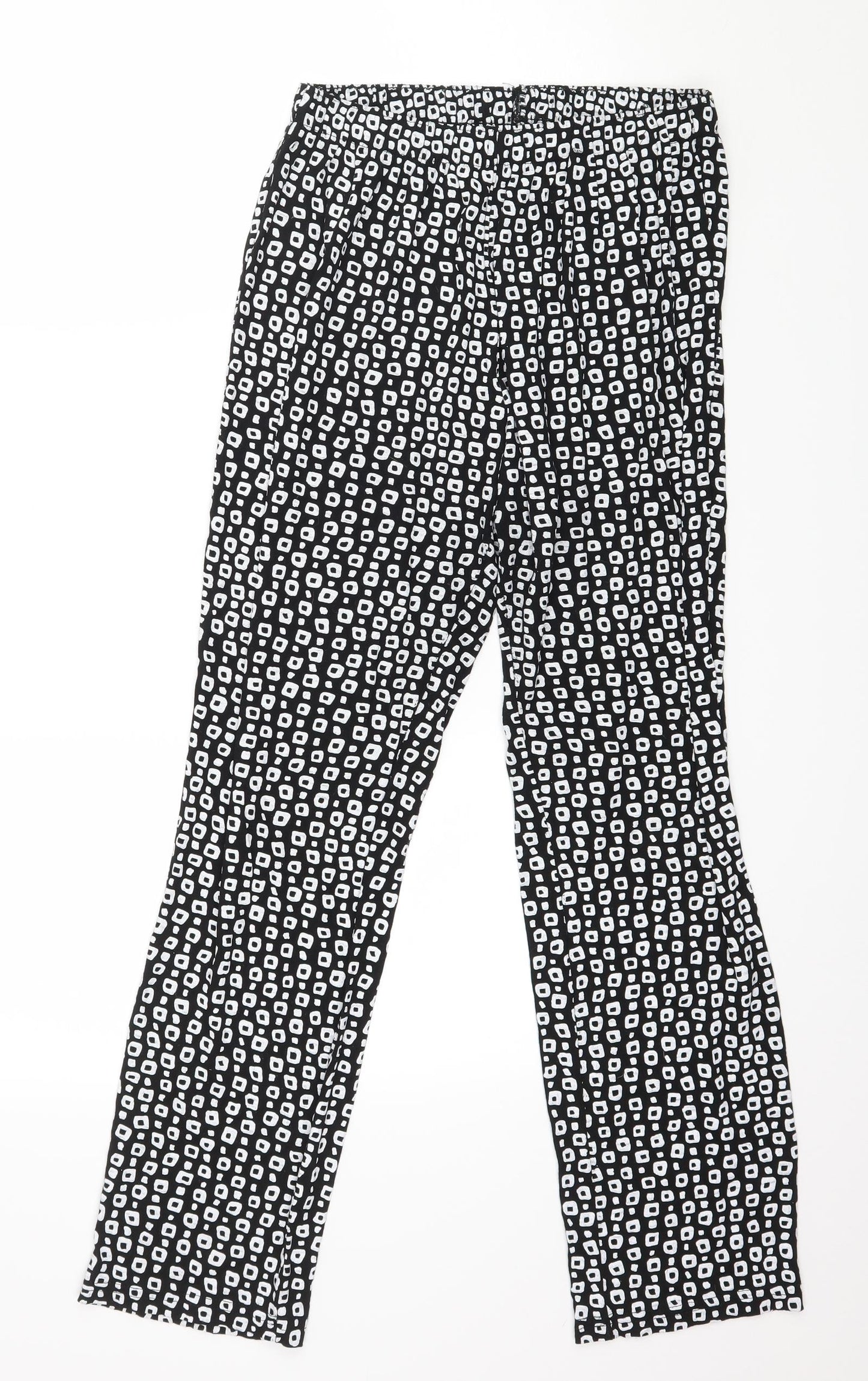 Preworn Womens Black Geometric Jersey Trousers  Size M L27 in