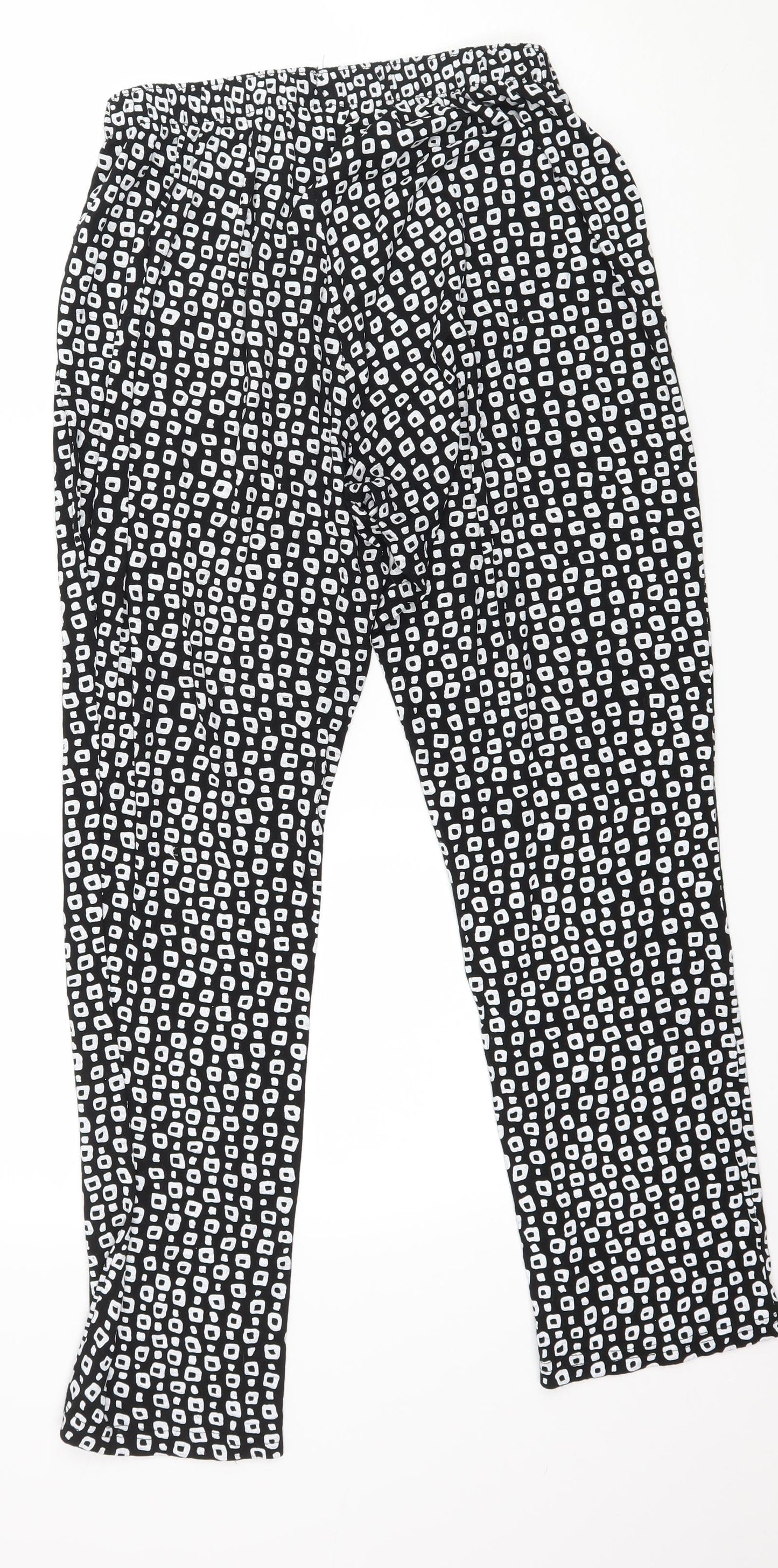 Preworn Womens Black Geometric Jersey Trousers  Size M L27 in