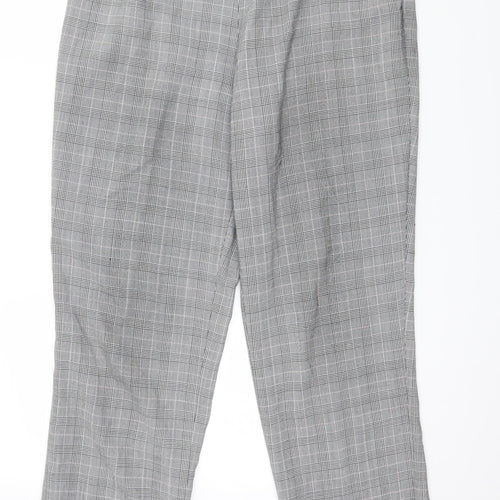 Marks and Spencer Womens Grey Check  Trousers  Size 14 L29 in