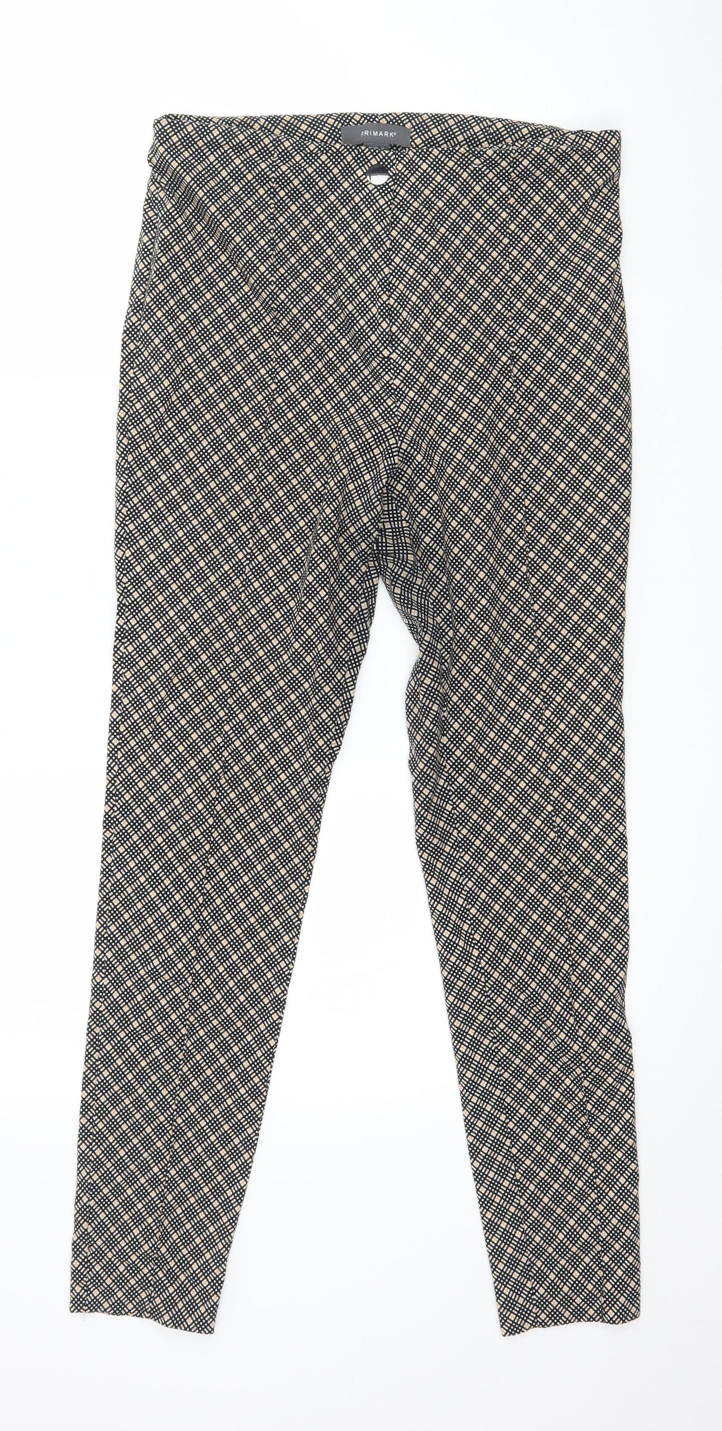 Primark Womens Black Check  Trousers  Size 12 L28 in