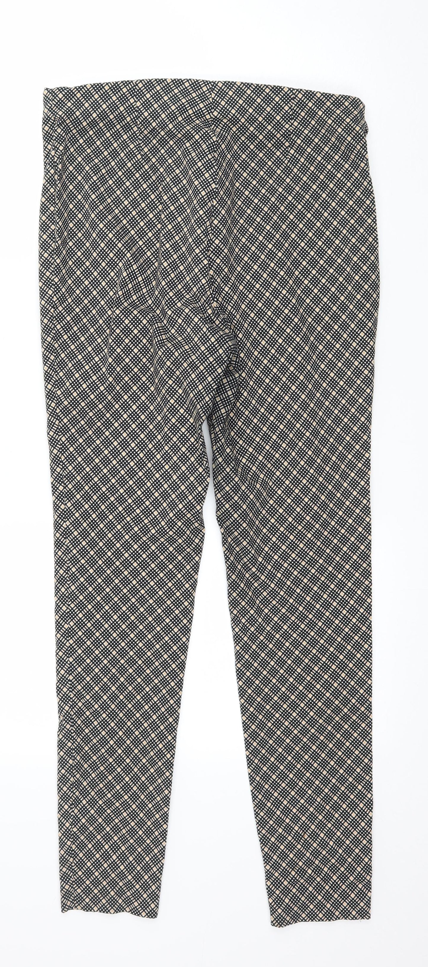 Primark Womens Black Check  Trousers  Size 12 L28 in