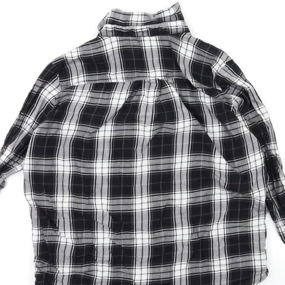 LOTD Womens Black Check  Basic Button-Up Size 8