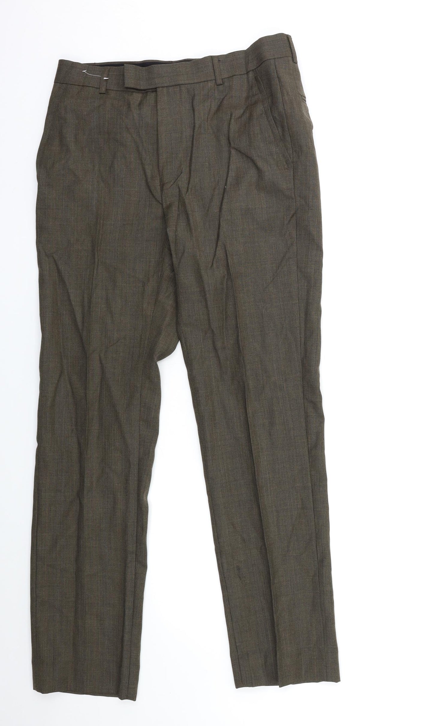 Burton Mens Brown Check  Trousers  Size 32 in L30 in