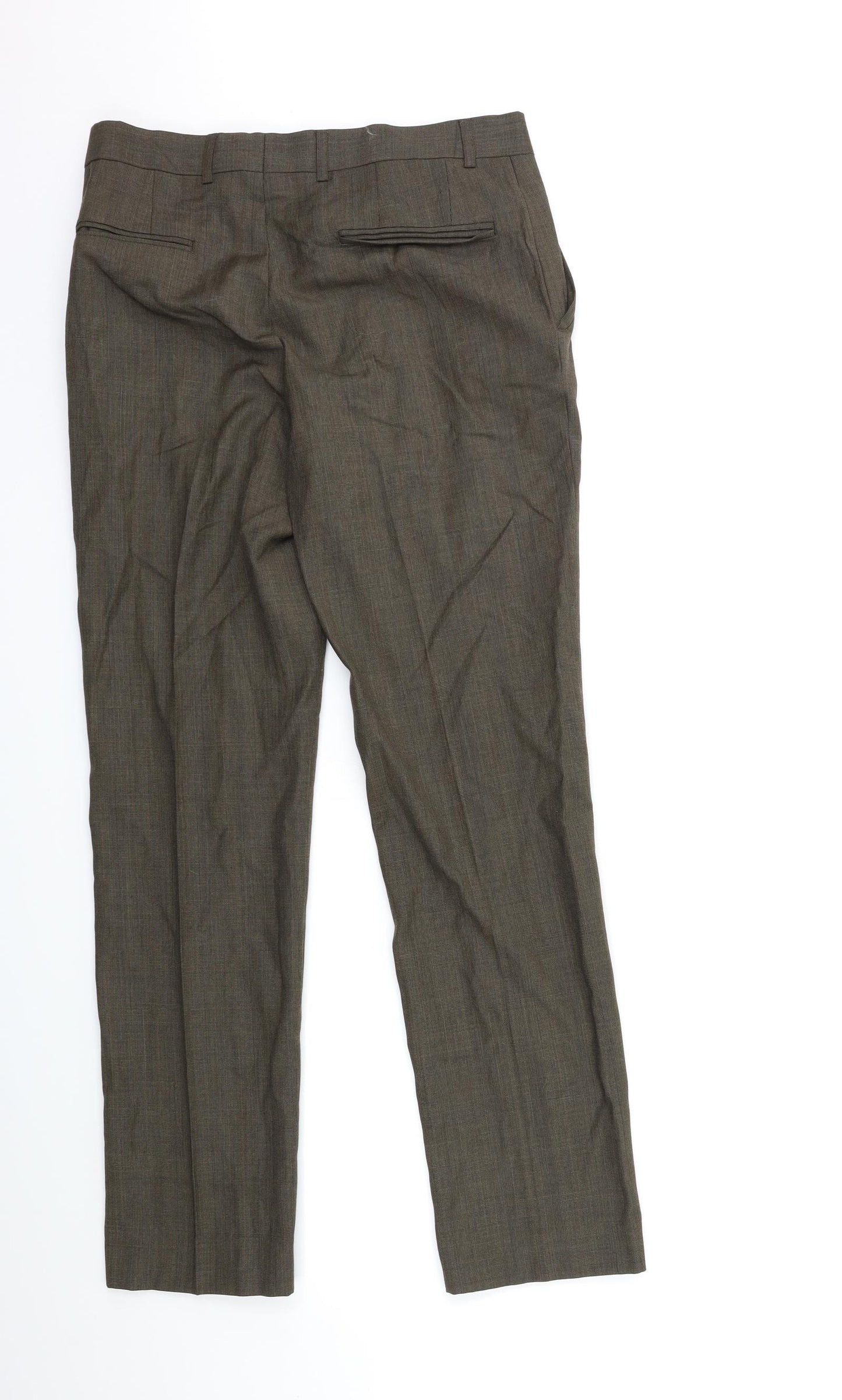 Burton Mens Brown Check  Trousers  Size 32 in L30 in