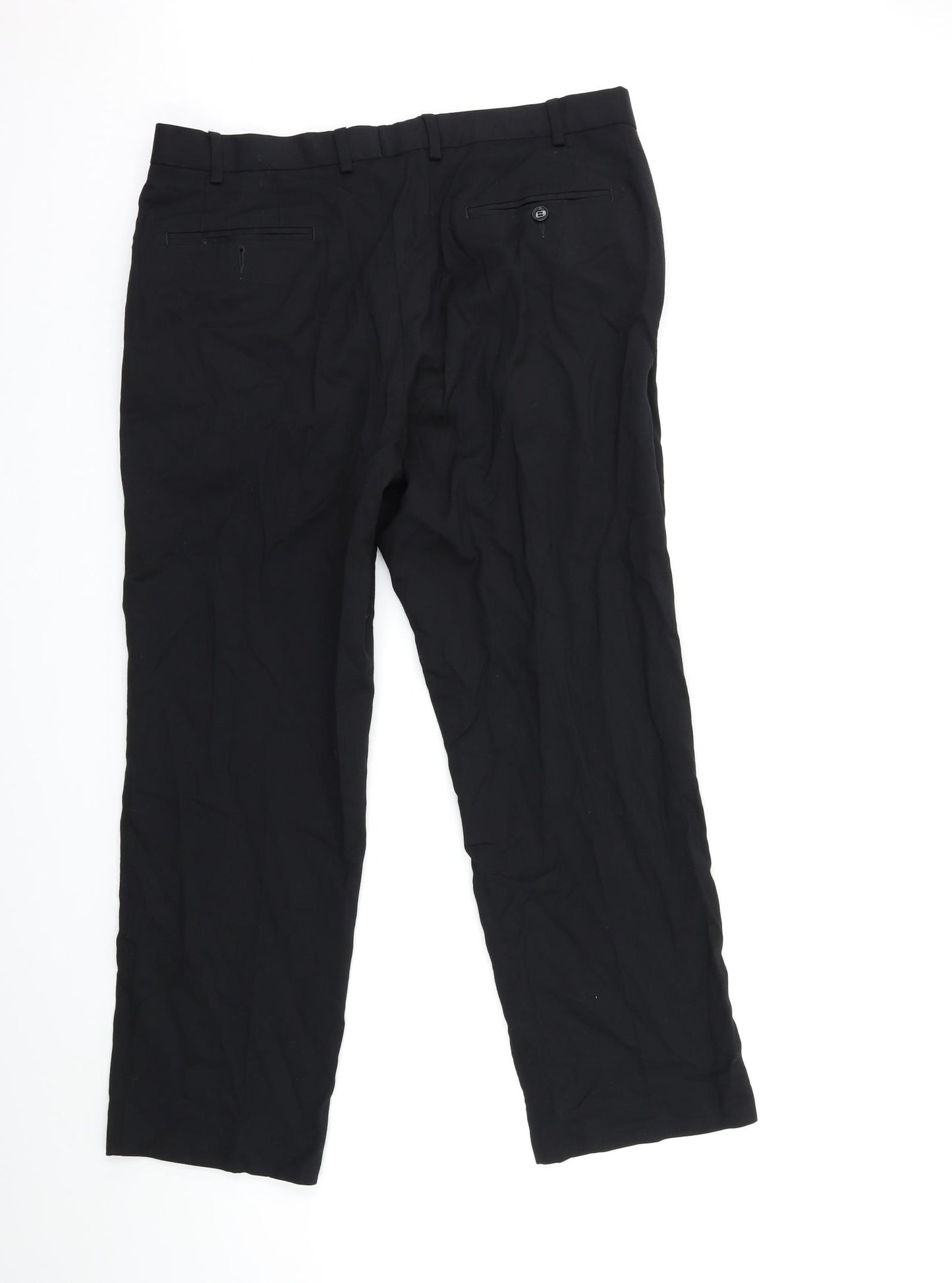 Marks and Spencer Mens Black  Rayon Trousers  Size 36 in L29 in
