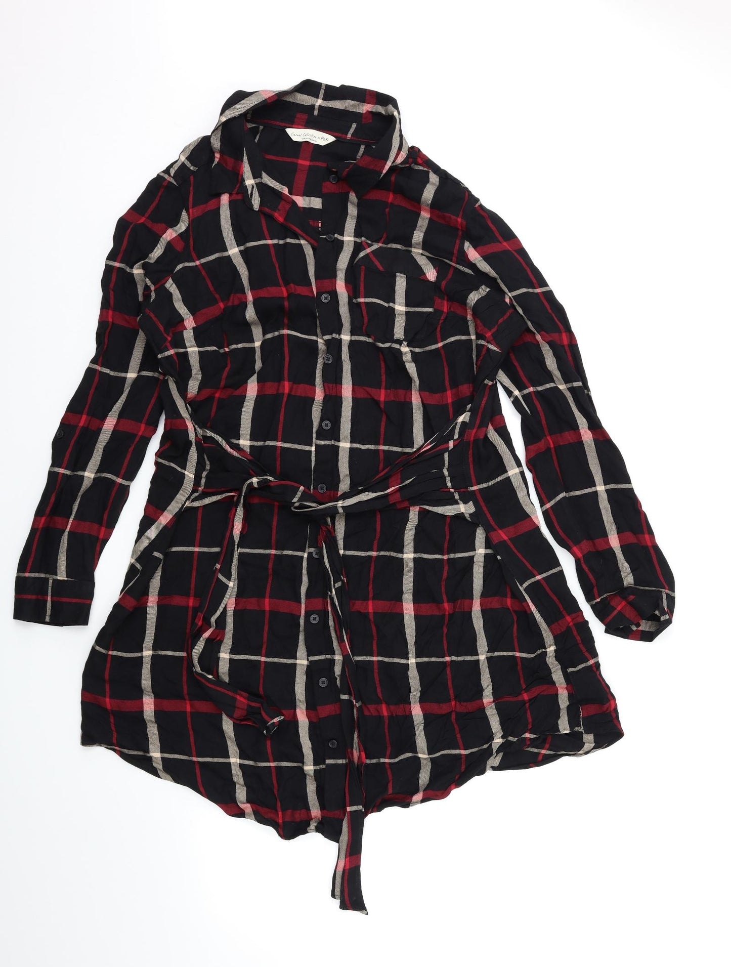 F&F Womens Black Check  Shirt Dress  Size 20