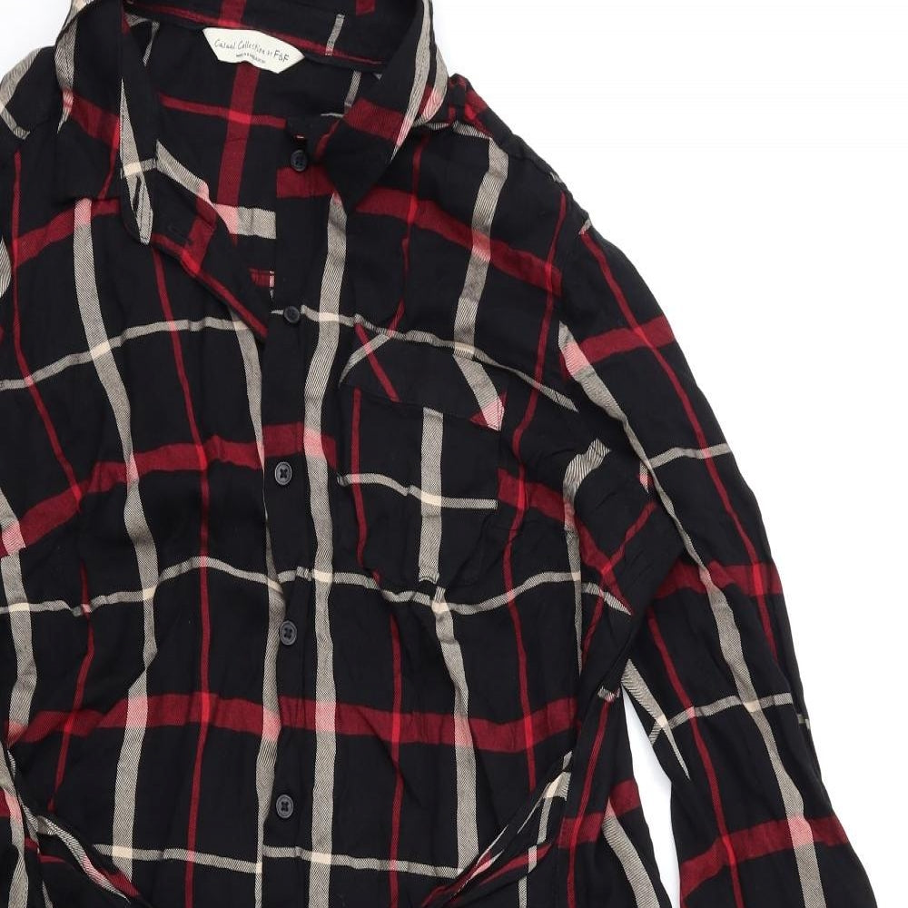 F&F Womens Black Check  Shirt Dress  Size 20