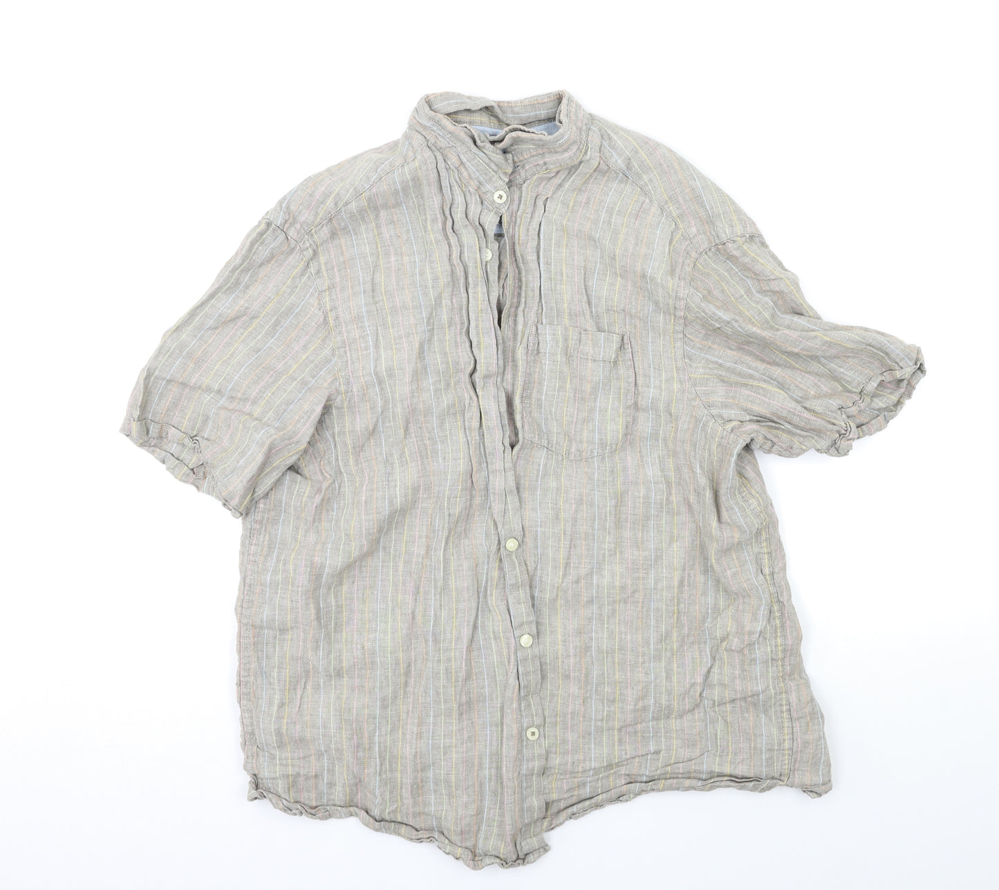 Marks and Spencer Mens Grey Striped   Button-Up Size L