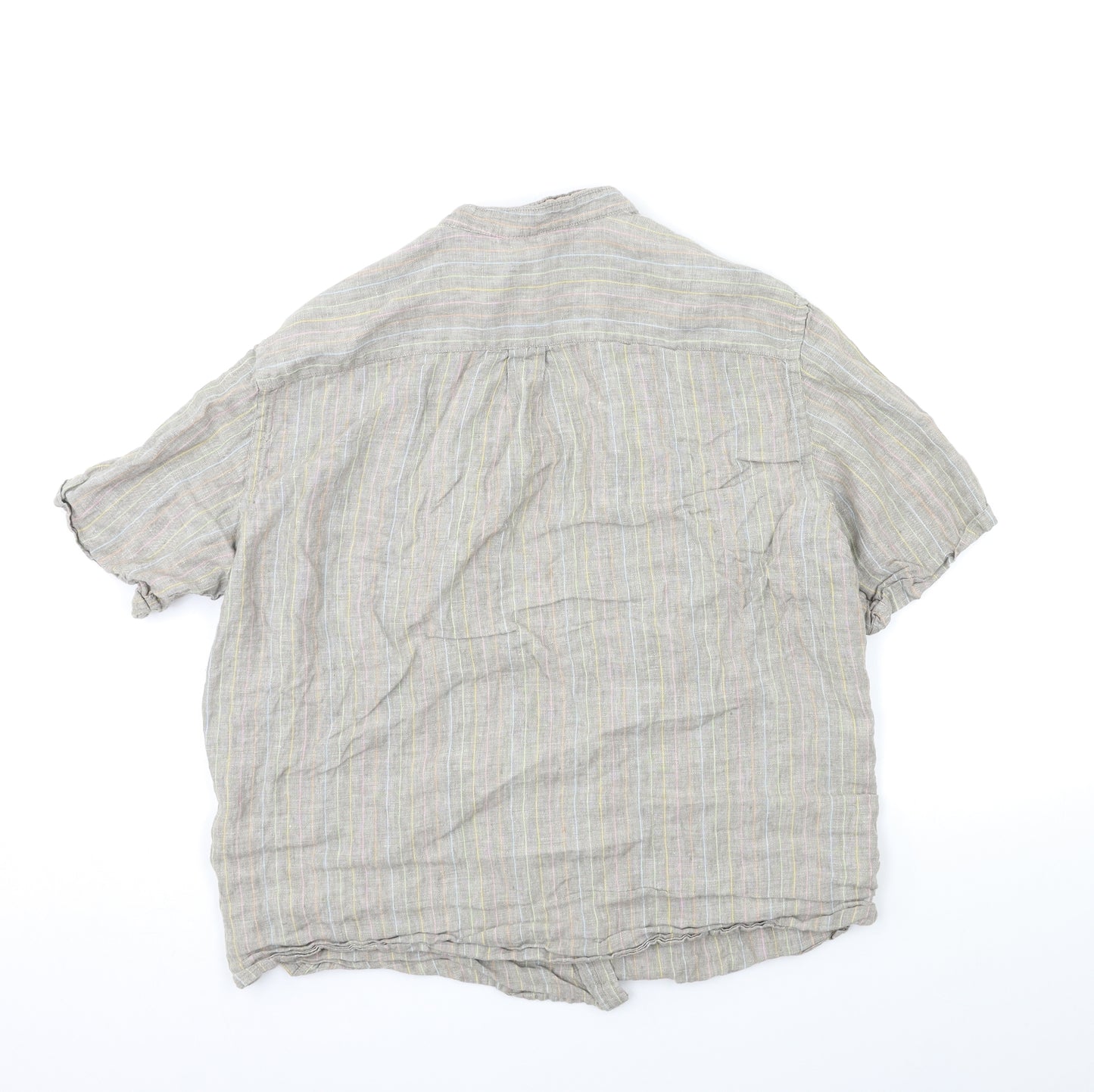 Marks and Spencer Mens Grey Striped   Button-Up Size L