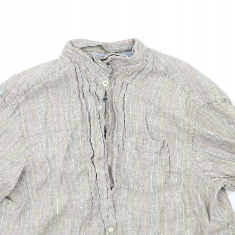 Marks and Spencer Mens Grey Striped   Button-Up Size L