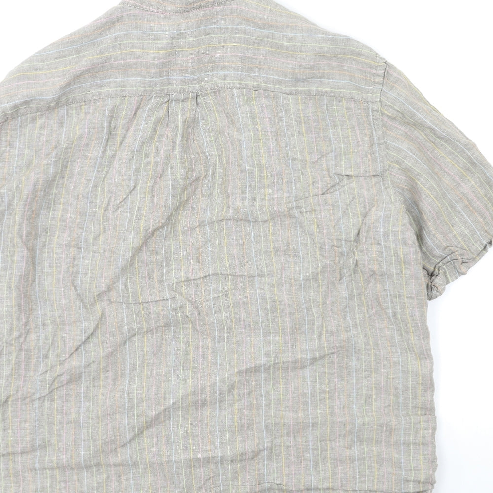 Marks and Spencer Mens Grey Striped   Button-Up Size L