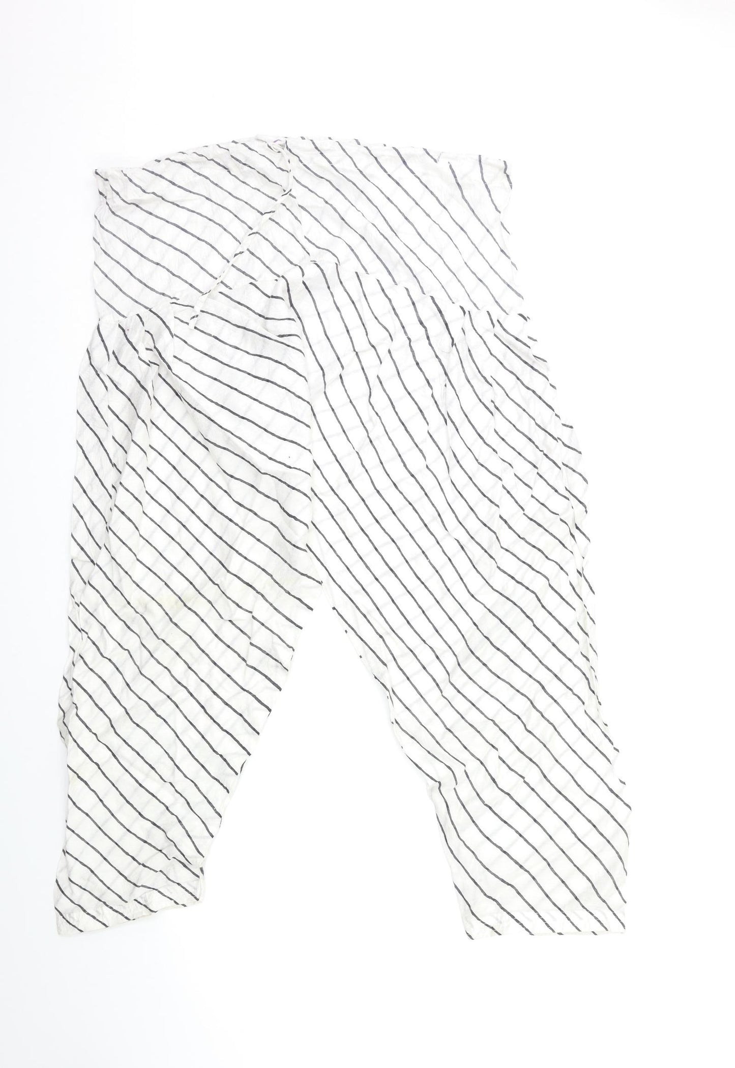 Preworn Womens White Striped  Trousers  Size 38 L22 in