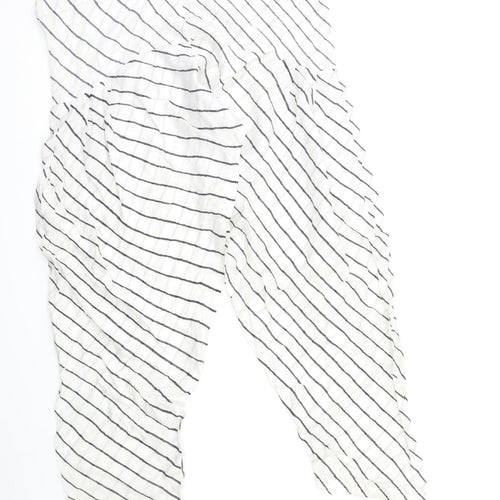 Preworn Womens White Striped  Trousers  Size 38 L22 in
