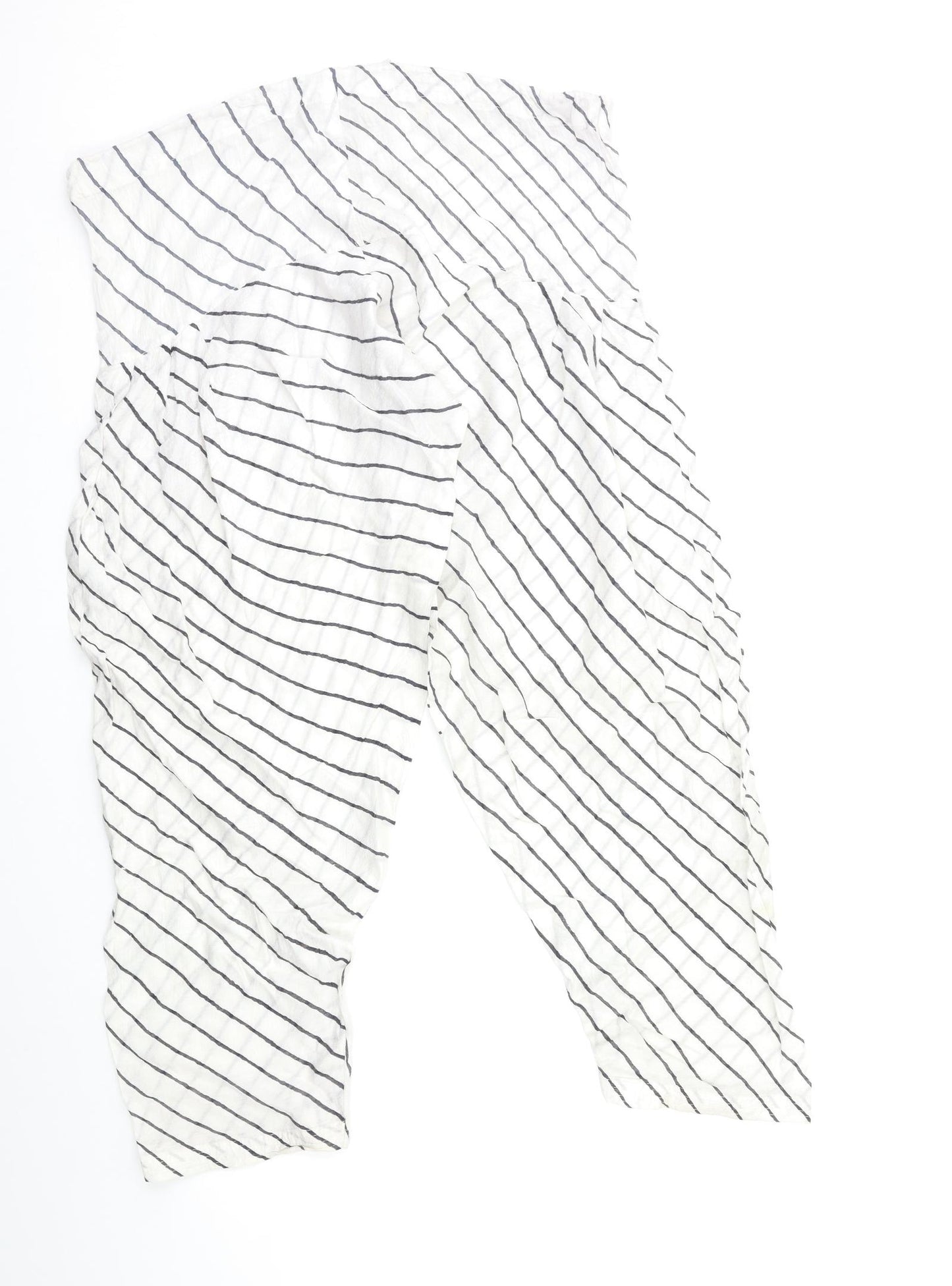 Preworn Womens White Striped  Trousers  Size 38 L22 in