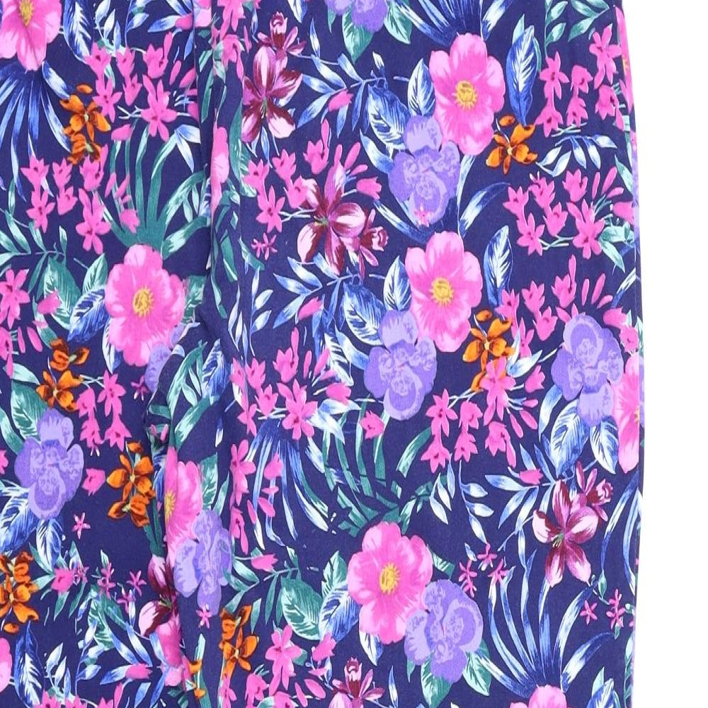 ISLE Womens Blue Floral  Trousers  Size 16 L25 in