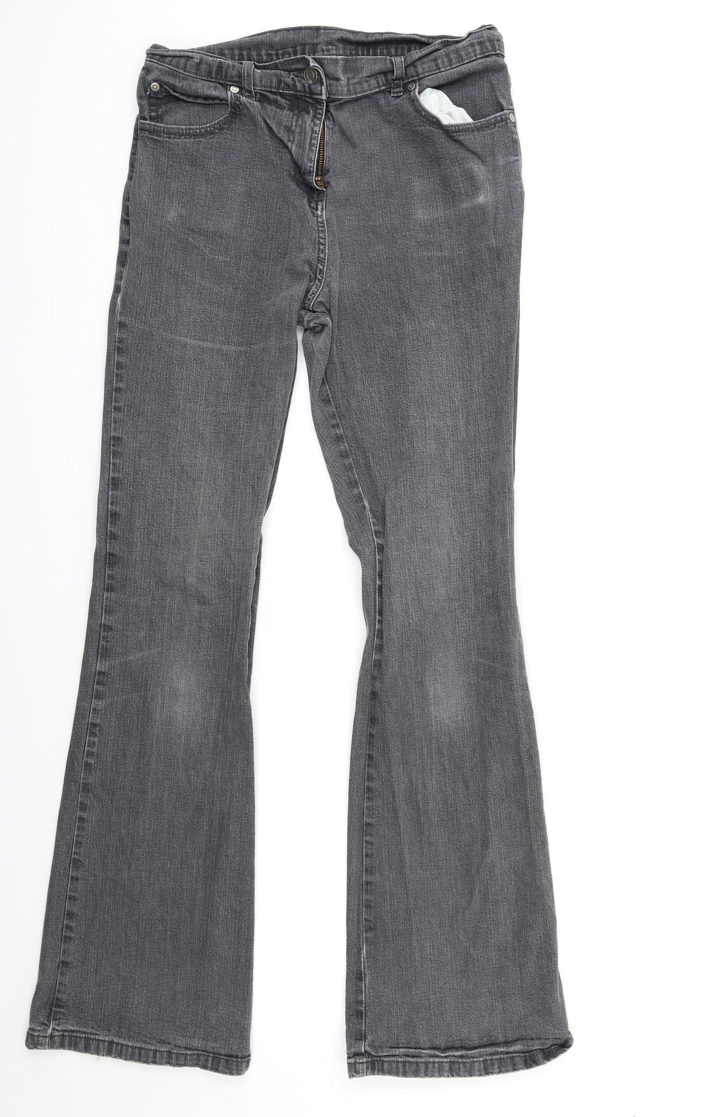 Marks and Spencer Womens Grey  Denim Flared Jeans Size 12 L31 in