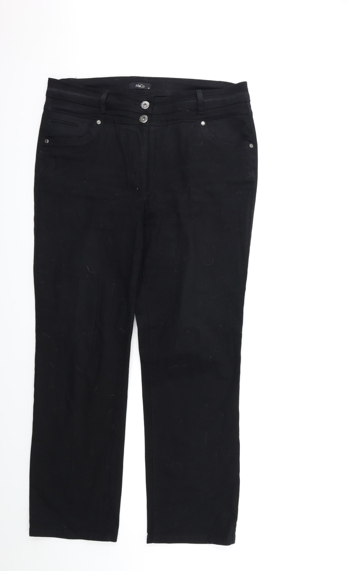 M&Co Womens Black  Denim Skinny Jeans Size 16 L30 in
