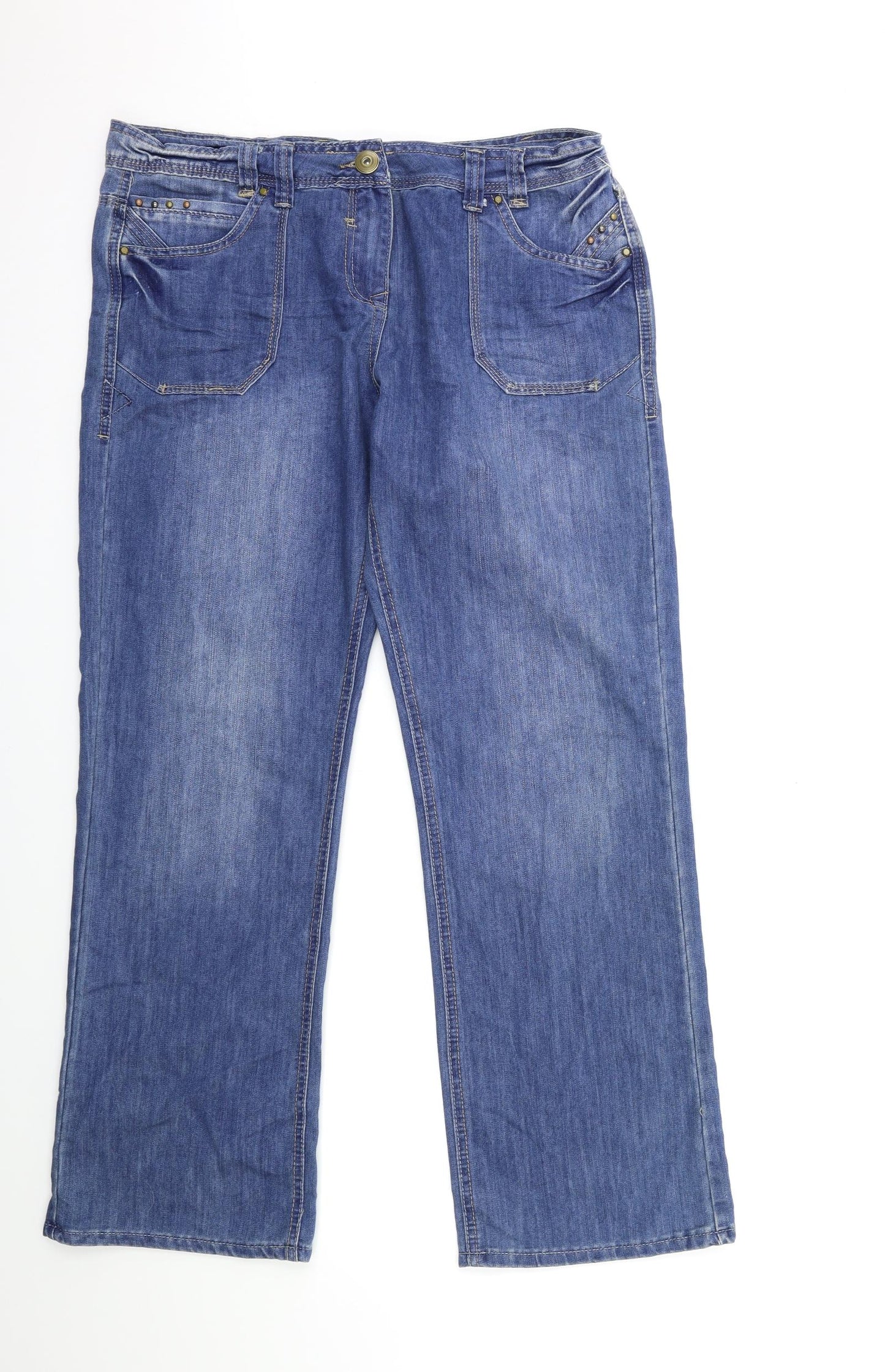 George Womens Blue  Denim Wide-Leg Jeans Size 16 L30 in