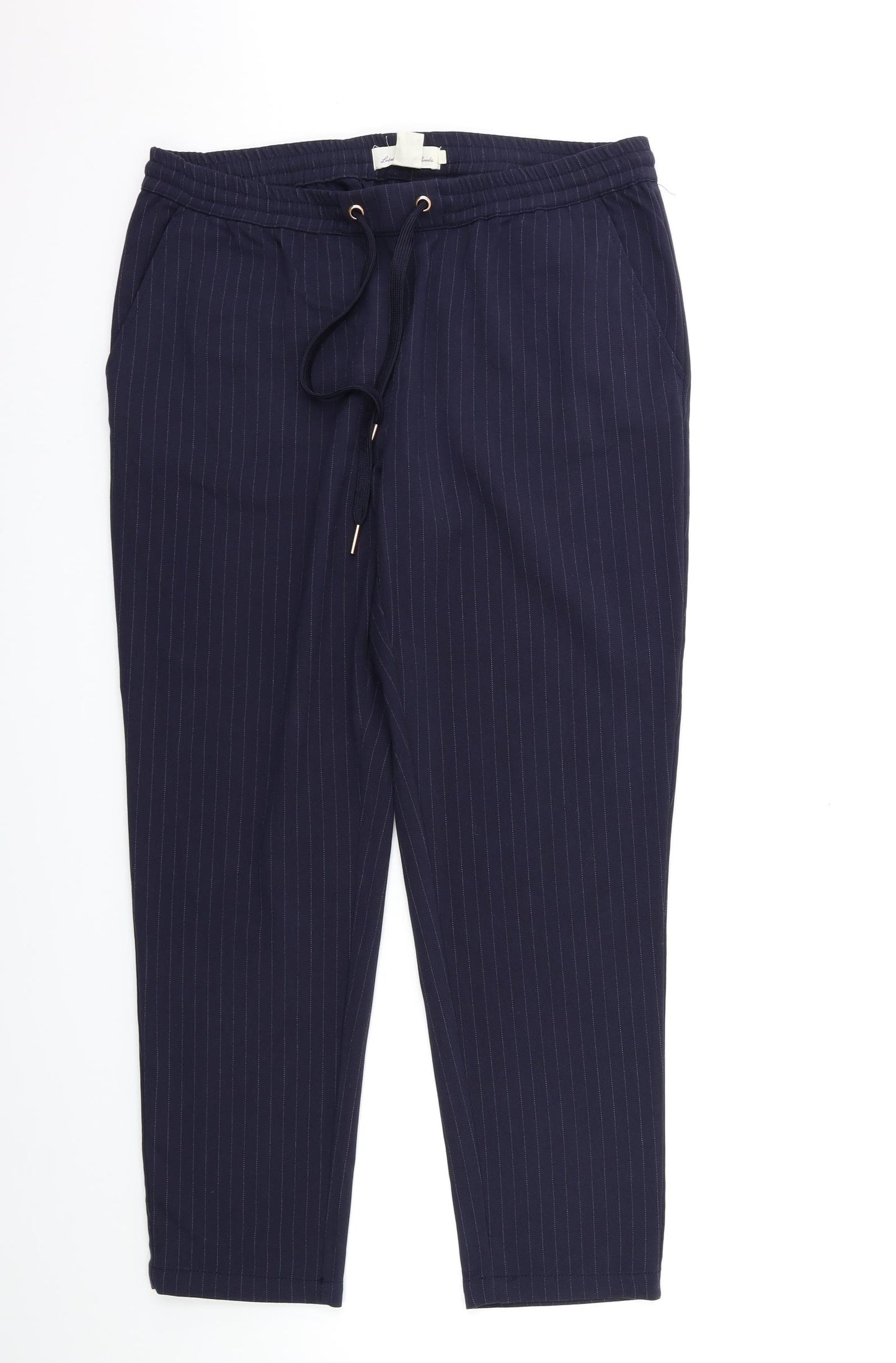 H&M Womens Blue Striped  Trousers  Size 12 L27 in