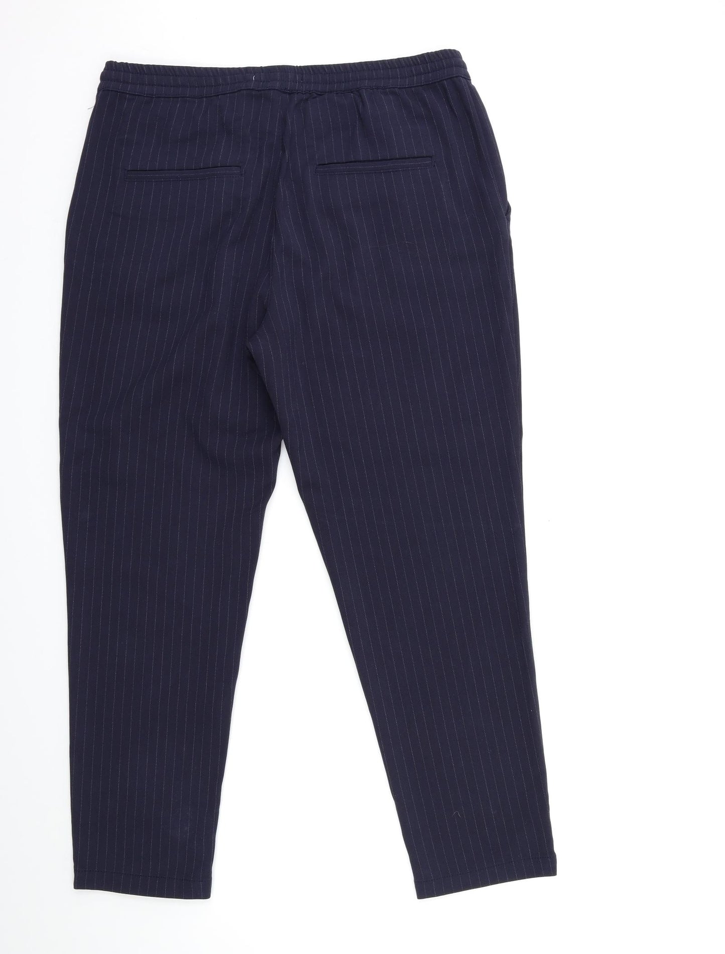 H&M Womens Blue Striped  Trousers  Size 12 L27 in