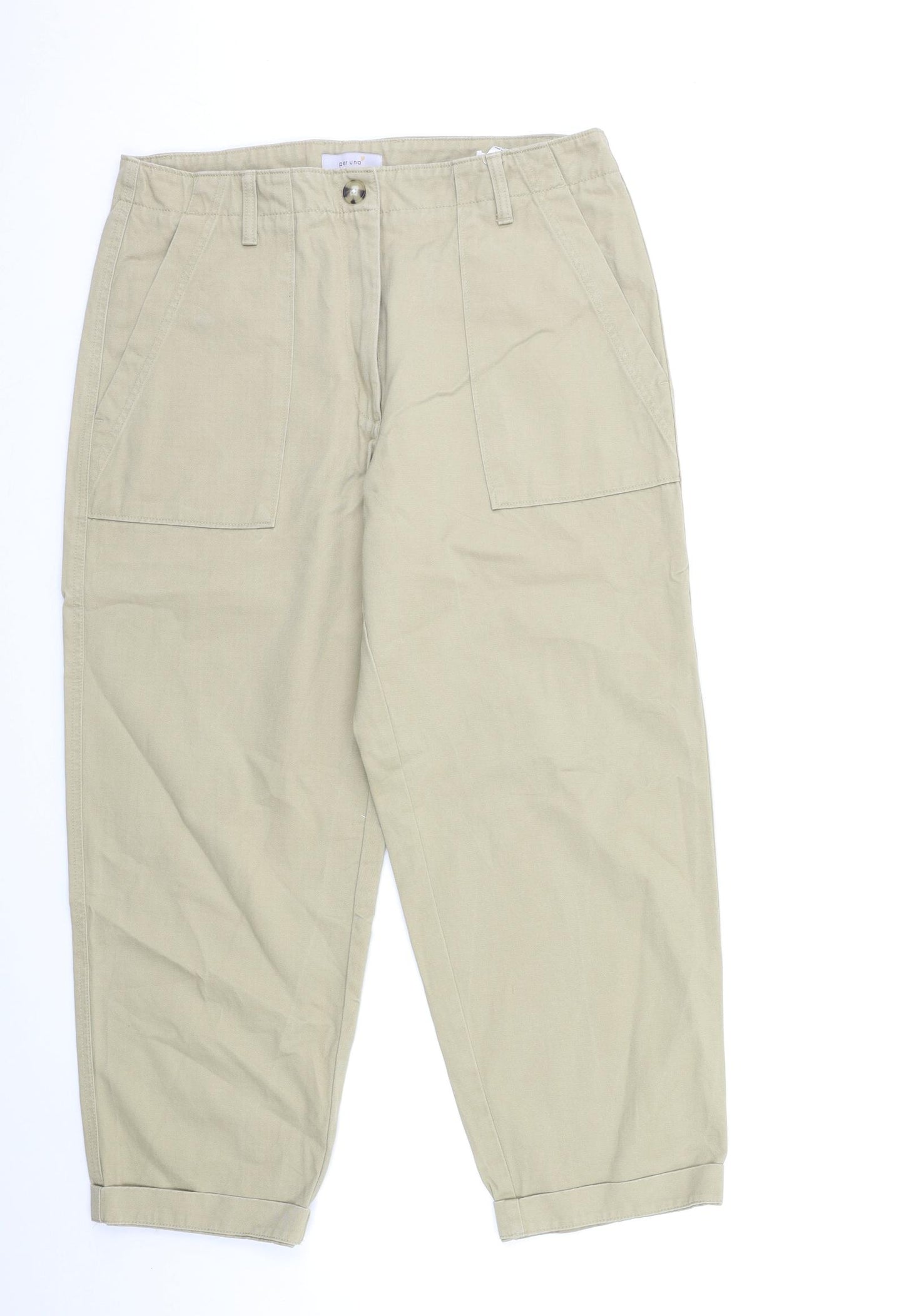 Marks and Spencer Womens Beige   Chino Trousers Size 16 L27 in