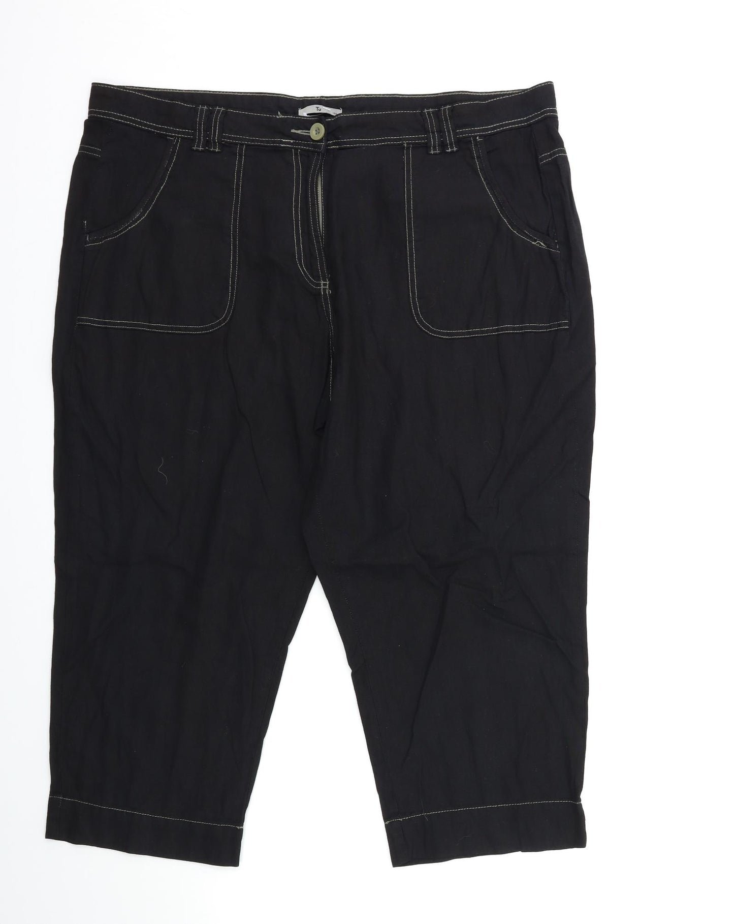 TU Womens Black   Cropped Trousers Size 18 L20 in