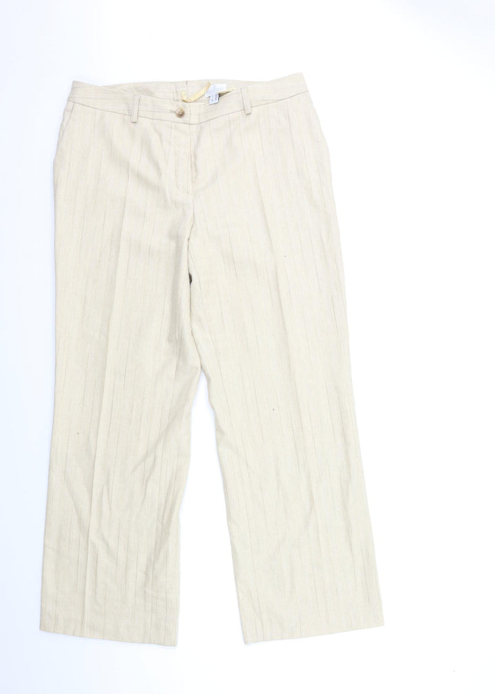 Prestige Womens Beige Striped  Trousers  Size 18 L31 in