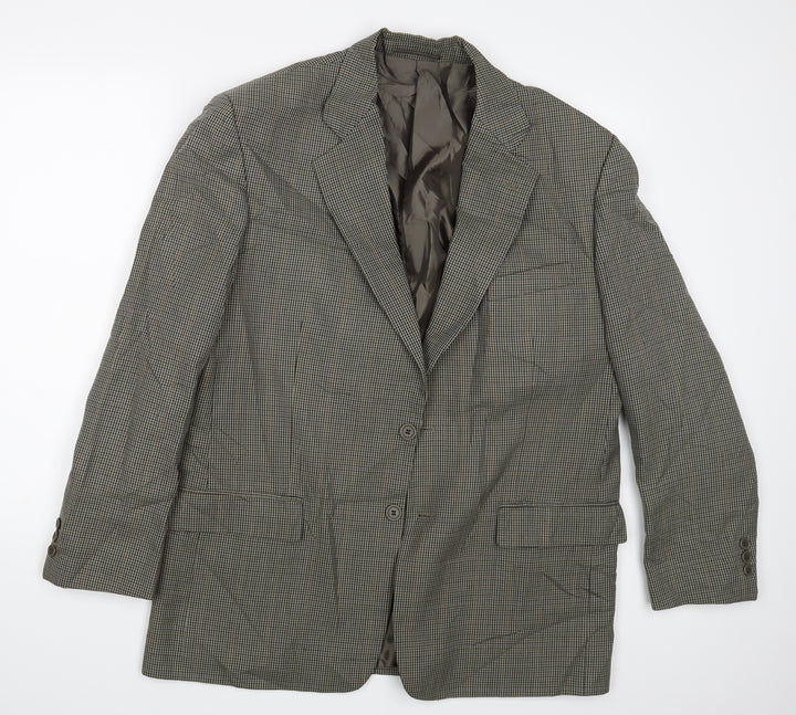 Green Woods Mens Grey Check  Jacket Suit Jacket Size 42