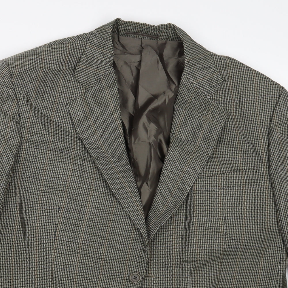 Green Woods Mens Grey Check  Jacket Suit Jacket Size 42