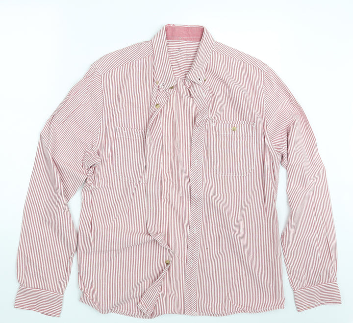 Easy Mens Red Striped   Button-Up Size M