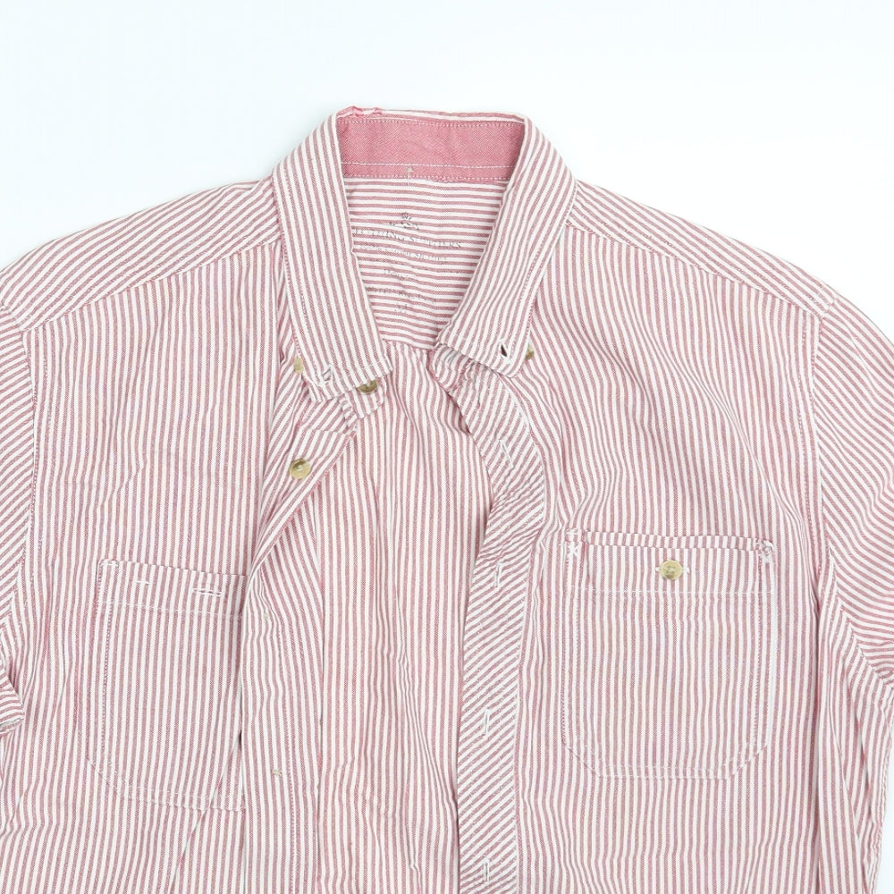 Easy Mens Red Striped   Button-Up Size M