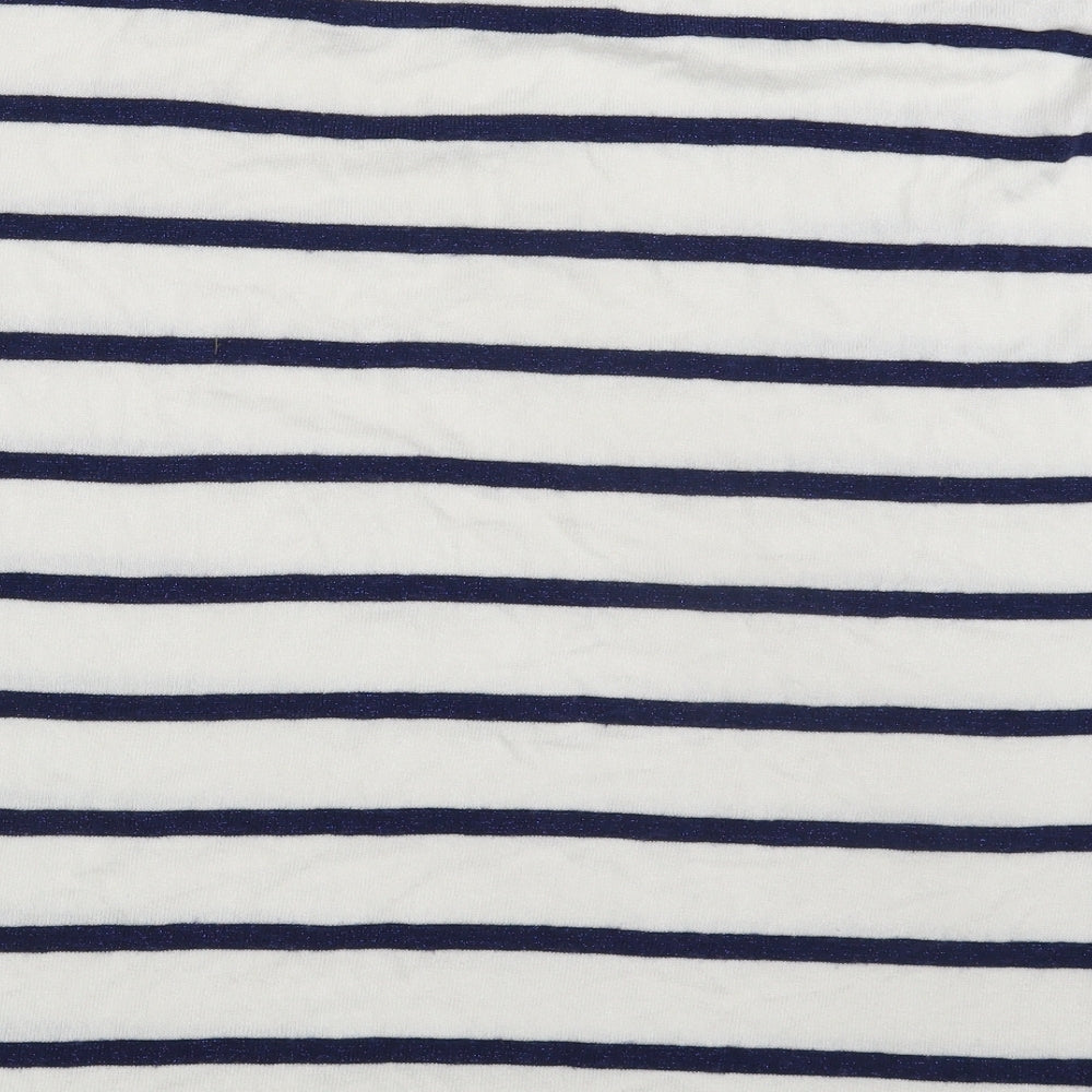 TU Womens White Striped  Basic T-Shirt Size 16