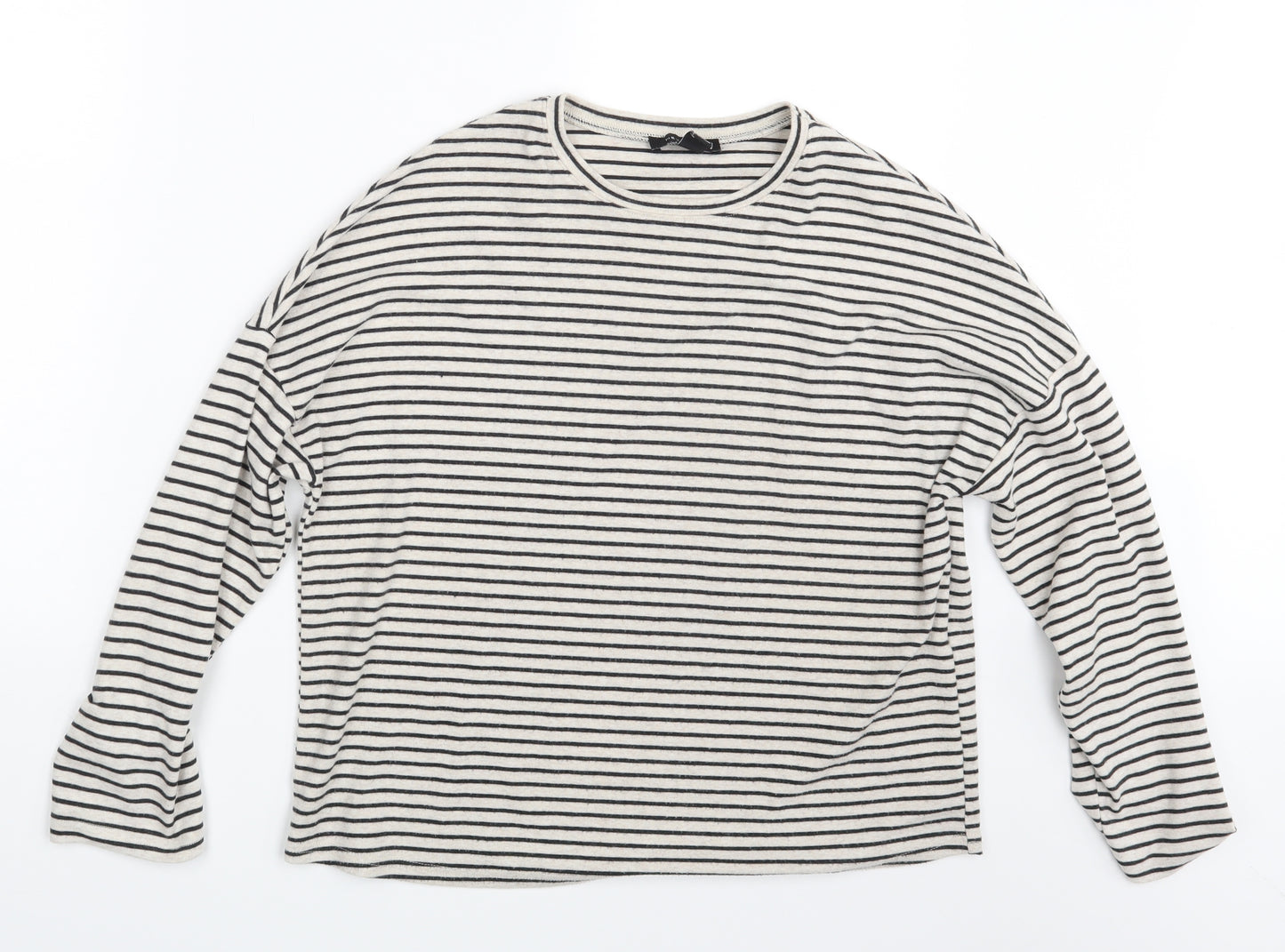 New Look Womens White Striped  Basic T-Shirt Size 8