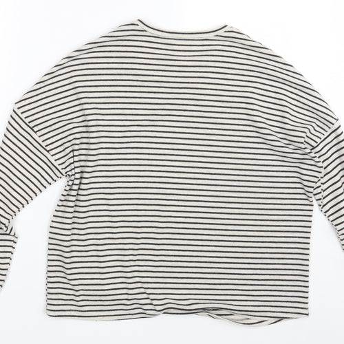 New Look Womens White Striped  Basic T-Shirt Size 8