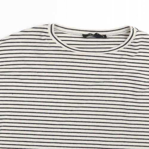 New Look Womens White Striped  Basic T-Shirt Size 8