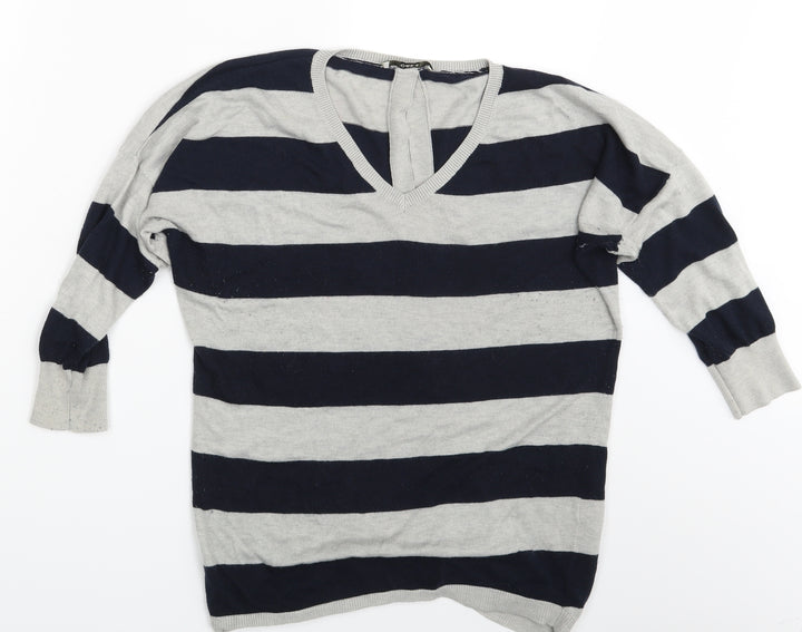 Oasis Womens Multicoloured Striped Basic T-Shirt Size M