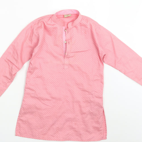 Avera Womens Pink Polka Dot  Basic Button-Up One Size