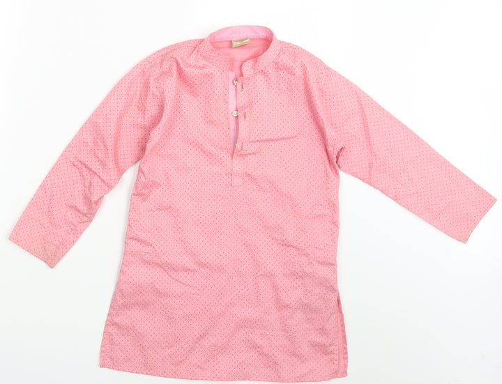 Avera Womens Pink Polka Dot Basic Button-Up One Size