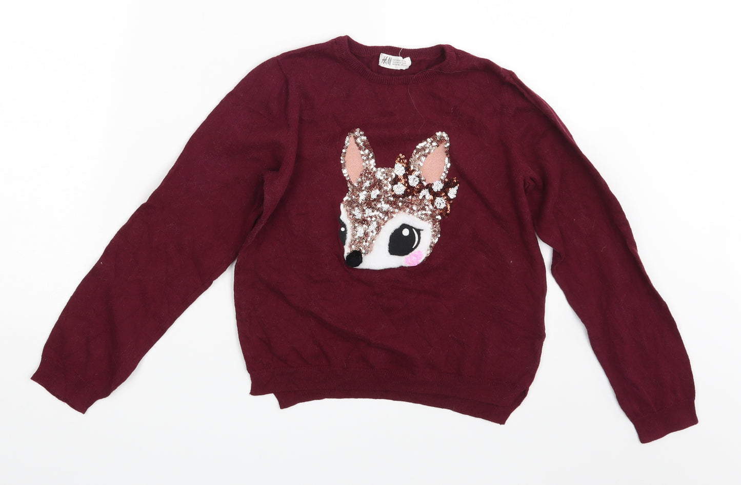 H&M Girls Purple   Pullover Jumper Size 8-9 Years