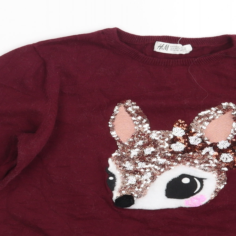 H&M Girls Purple   Pullover Jumper Size 8-9 Years