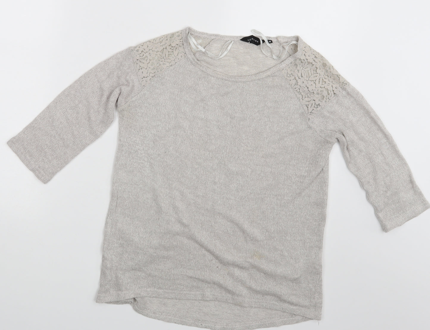 New Look Womens Grey Floral  Pullover Sweatshirt Size 10