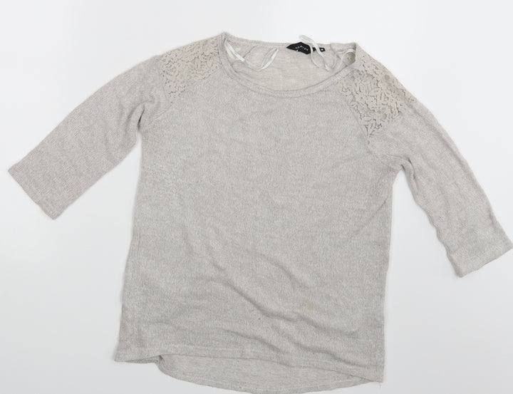 New Look Womens Grey Floral  Pullover Sweatshirt Size 10