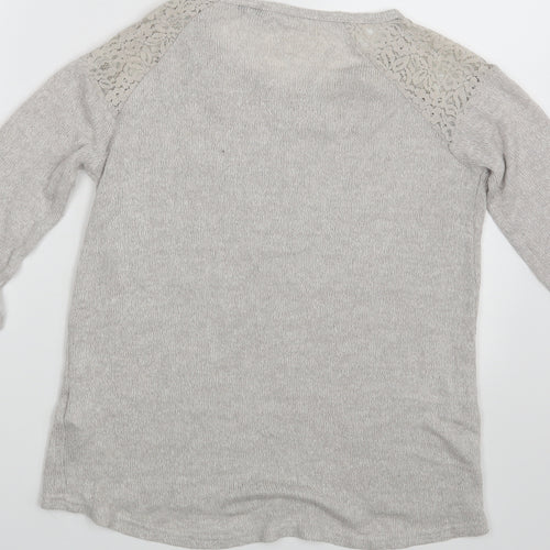 New Look Womens Grey Floral  Pullover Sweatshirt Size 10