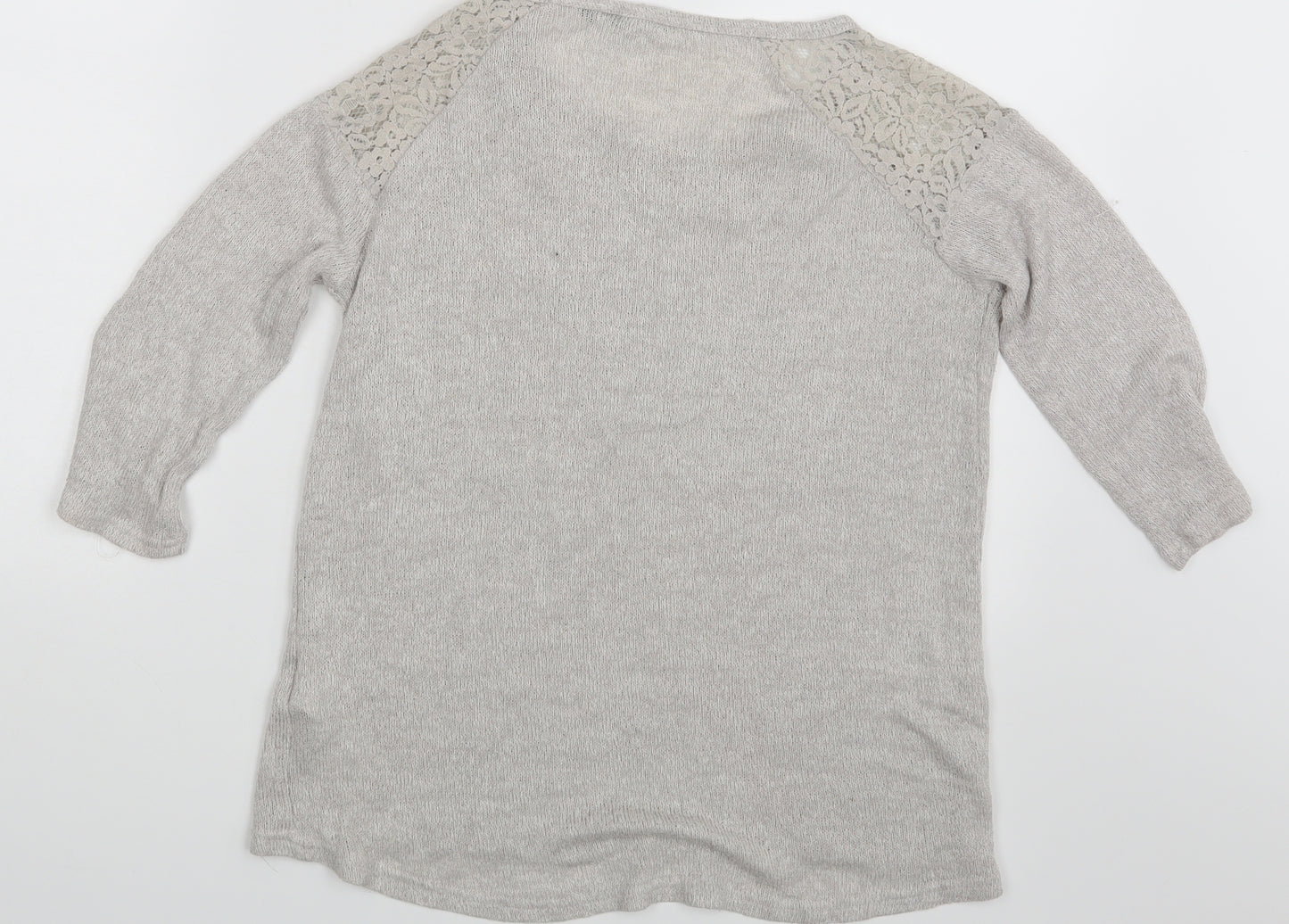 New Look Womens Grey Floral  Pullover Sweatshirt Size 10